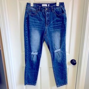 Gibson Latimer High Rise Distressed Ankle Crop Jeans Sz 8 Blue Stretch 30x26
